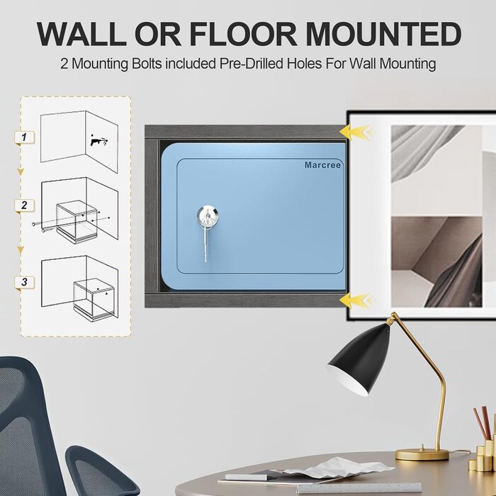 Дитячий сейф-сховище Mini Safe Box: сталевий сейфчик з ключем, 16.9 x 22.9 x 17.6 см, блакитний