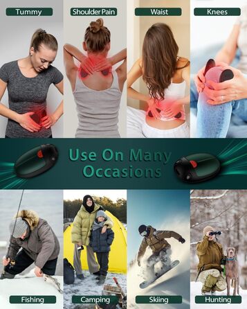 Електричні грілки для рук VTHW 2 шт. - USB, 20 годин тепла, 3 рівні температури, для спорту та артриту (зелені)