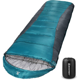 Спальний мішок Bessport для кемпінгу 3-4 сезонів -8 C-20C зимовий спальний мішок легкий, водонепроникний і теплий для дорослих,піших прогулянок, кемпінгу, походів і подорожей (поліефірна тафта-сіро-блакитна (0)