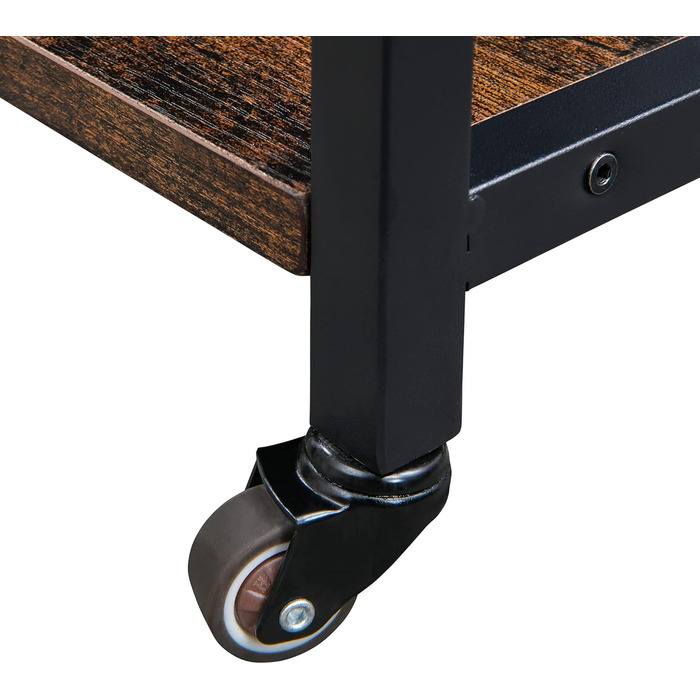 Двоярусний стіл для принтера Padma House з універсальними роликами 45 x 35 см, мобільний, з дерева та металу. Підставка для принтера, офісна візка для зберігання документів, сумісна з копіювальними машинами, сканерами, факсом. SZCJ-20401-BK (Rustikal Brau