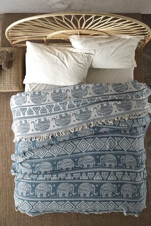 Покривало преміум-класу BOHORIA балійське покривало для ліжка ковдра для вітальні двостороння ковдра Ковдра для дивана з малюнком / дуже велика 220 х 240 см (Слонячий чирок)