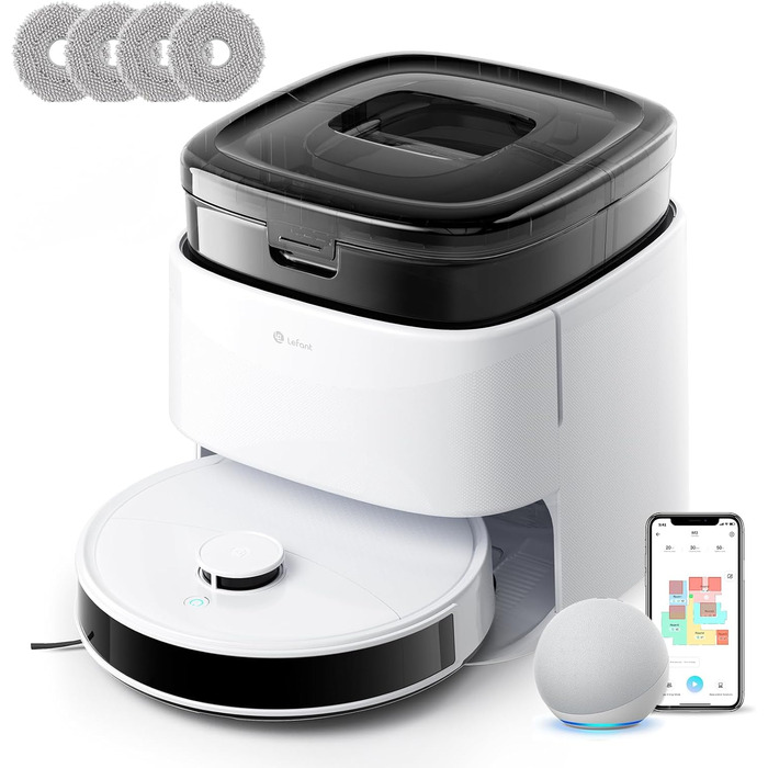 Робот-пилосос Lefant M3 з функцією миття, 12000Pa, LiDAR-навігація, білий