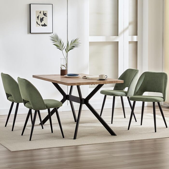 Набір з 4-х обідніх стільців, зелені, крісло-відпочивальник, для вітальні, кухні, спальні, залу. М'який стілець з незалежними ніжками, кОрдовий, для обідньої кімнати.