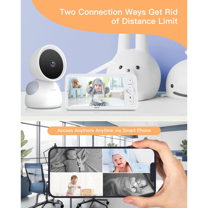 Радіоняня ARENTI з 2 камерами та додатком 2K/3MP, 5