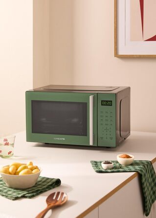 Мікрохвильова піч з грилем Microwave Studio Salbeigrün 20л ретро стиль, 900 Вт, LCD дисплей
