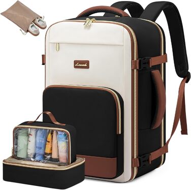 LOVEVOOK Рюкзак ручної поклажі, 17.3 дюйми, 40L, для подорожей та бізнесу, водонепроникний, для жінок, 45x30x20см, 4 кольори (Teegrün, Beige, Schwarz, Braun)