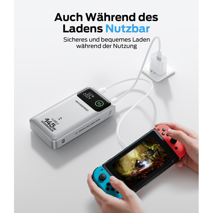 Power Bank MOVESPEED 145W 25000mAh з 3 USB-портами, PD 3.1, Digital Display - для ноутбуків, iPhone, Galaxy, iPad