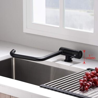 Змішувач для кухні з переднім вікном, Змішувач для раковини з одним важелем з високим виливом 311 мм Чорний