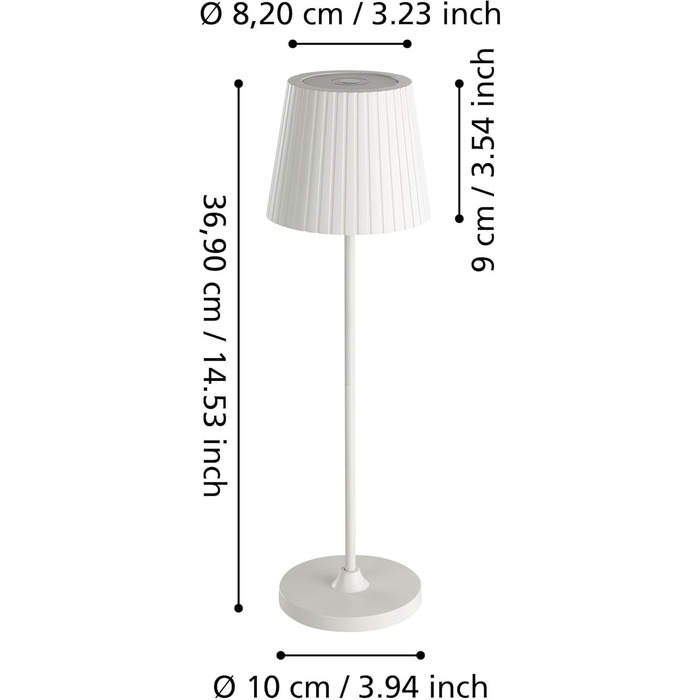 LED настільна лампа EGLO Cabozo для вулиці, торшероподібна, сенсорне керування, диммування, USB-порт, пластик, тепле біле світло, IP44