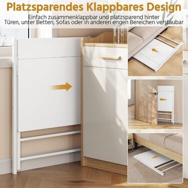 Складний стіл Yaheetech 80 см для комп'ютера з полицею, двоступінчастий робочий стіл з підставкою для монітора, стіл для ноутбука для дому/невеликих кімнат/вітальні, білий, 80 см x 50 см, 86.5x60.5x90 см