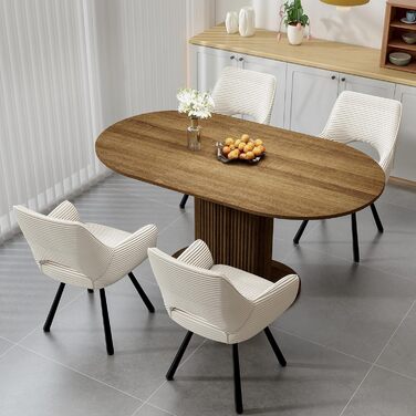 Овальний обідній стіл WAFTING Modern, для 4-6 осіб, 160x90x75 см, з імітацією горіха