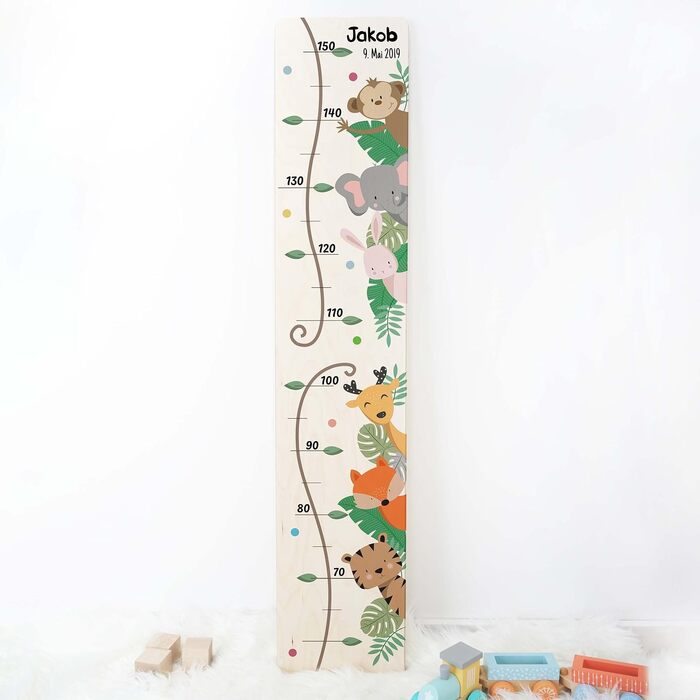 Вимірювальна паличка дитяча дерев'яна, вимірювальна паличка персоналізована з ім'ям для дитячої кімнати, подарунок на день народження для хлопчика і дівчинки, вимірювальна паличка висоти для дітей лісові тварини дерев'яна природа