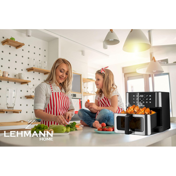 Фритюрниця повітряна LEHMANN XXL з 2 камерами (10л), 13 програм, touch display, антипригарне покриття