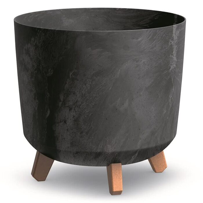 Плантатор BirnePower Gracia Slim 44,5 см – сучасний горщик для квітів з ніжками, бетонної текстури, стійкий до УФ та погодних умов, елегантний кашпо для балкона, саду, інтер'єру – антрацит (висота 28,5 см)