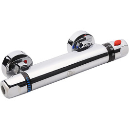 Змішувач для ванни з термостатом Uten, ванний термостат з 38°C захистом, 2 виходи для води, латунь (срібло)