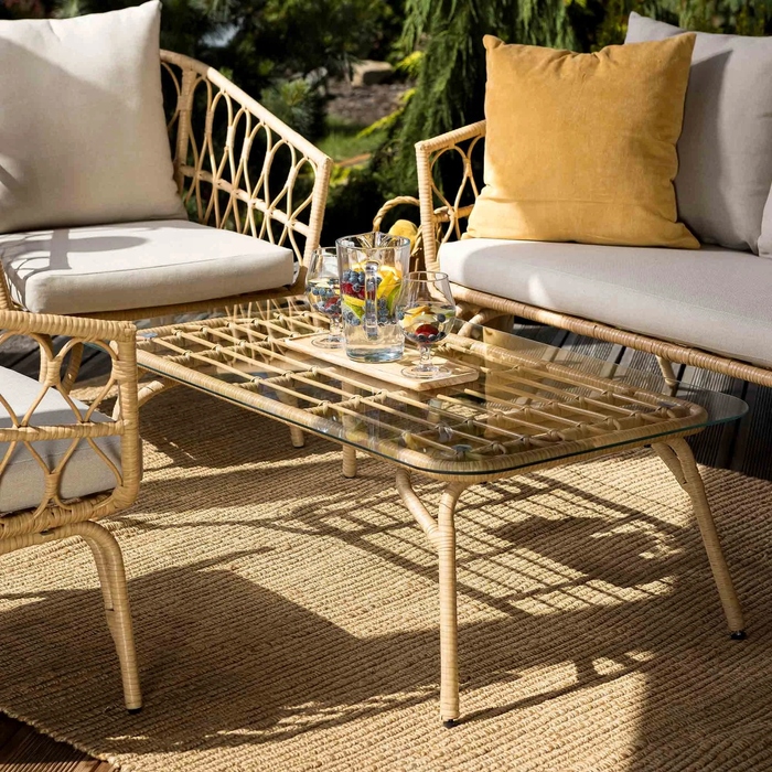 Комплект садових меблів Di Volio Teramo DV-052GF, техноротанг, бежевий, 4 предмети