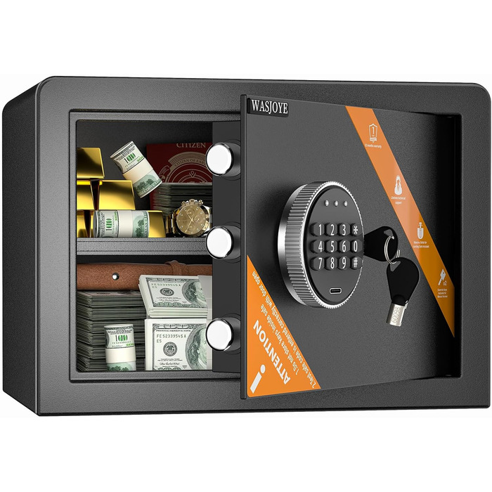 Сейф Tresor Groß з ключем та електронним замком: цифровий настінний сейф для дому, офісу, готелю. Зберігання грошей, документів, прикрас, паспортів (40x38x31 см)
