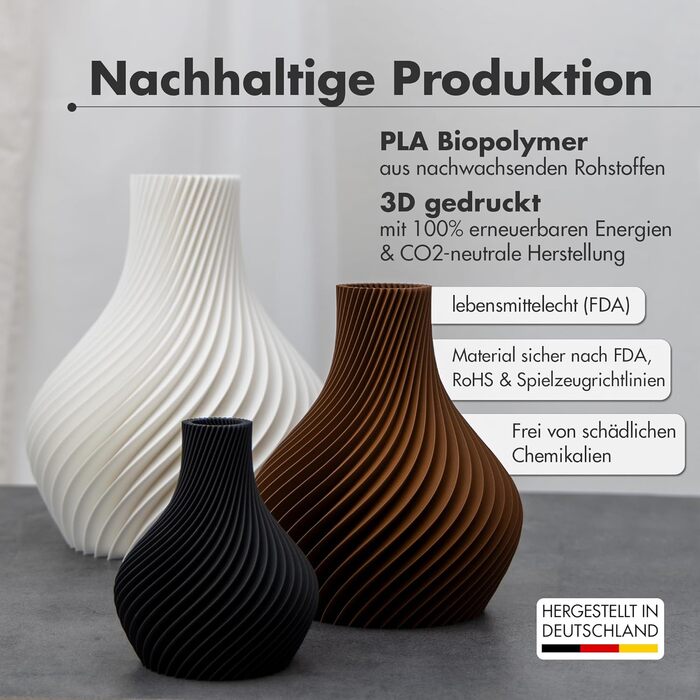 Ваза NATUMO Design 'Bulba' – сучасна ваза для квітів з міцного пластику (біла, 18 см)