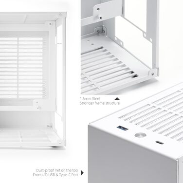 Компактний корпус SGPC K39 ITX 5L зі сталі з акриловою панеллю, 1U блок живлення, фронтальні порти USB і Type-C, вентиляція, знімні ручки