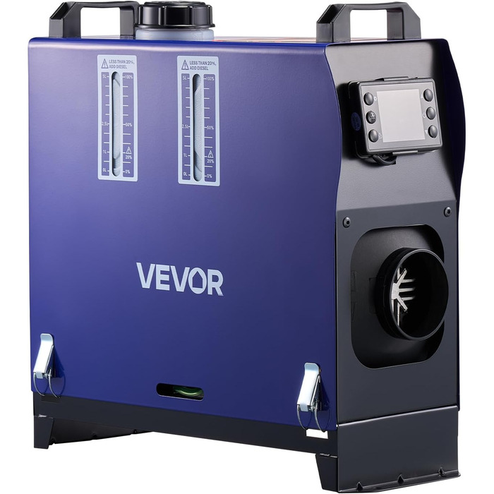 Дизельний опалювач VEVOR 8 кВт, 12/24 В, портативний, з пульт. та LCD, 5л, для авто, вантажівок, кемперів, блакитний