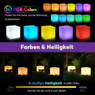 Світлодіодний куб-пуф Mr.Go 30x30x30 см RGB з пультом, акумуляторний, водонепроникний, для дому, спальні, басейну, вечірок