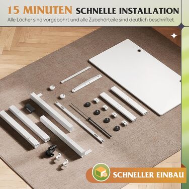 Регульований стіл Devaise 100x60 см з однією стільницею та тихим мотором, стіл для стояння та сидіння з функцією пам'яті на 3 положення, ергономічний комп'ютерний стіл для офісу, білий (120x60 см, білий)