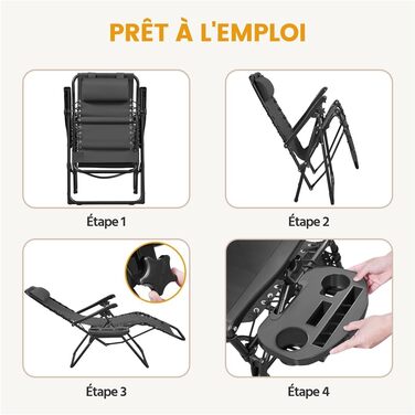 Розкішна садова лежанка Yaheetech з підголовником та тримачем для напоїв - розкладний лежак для відпочинку на вулиці