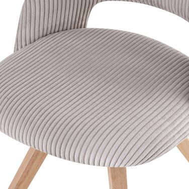 Набір з 2 стільців для їдальні B&D home® Vicky – оббивка з тканини Cord, сірий колір, ергономічна спинка, дерев'яні ніжки, дизайн модерн-кантрі для кухні, їдальні та вітальні