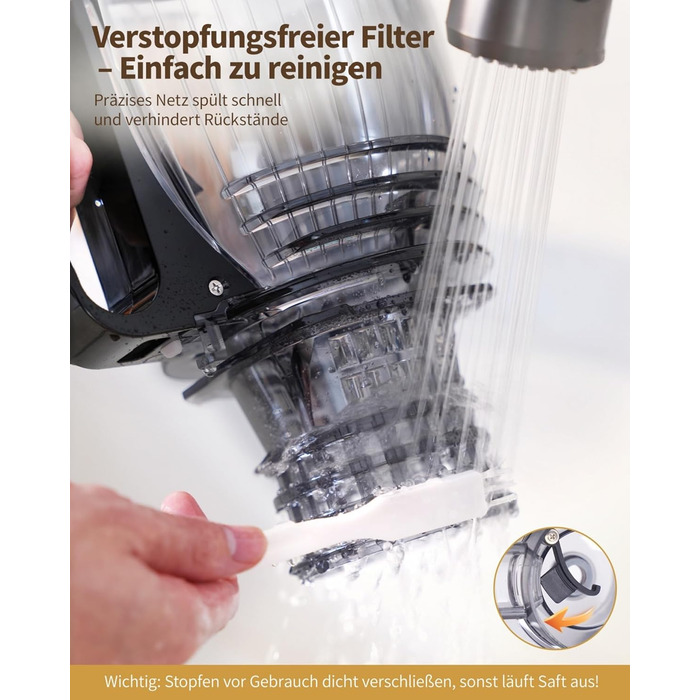 Шовковий відцентровий соковичавник для овочів та фруктів MP-802M XXL – Тест-переможець, 128 мм завантажувальний отвір, холодний віджим, 300W, висока вихідність соку, тихий та легкий у чищенні, для горіхового молока та фруктового морозива