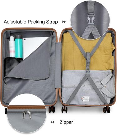 Чемодан-валіза KONO (65см, сірий/коричневий)