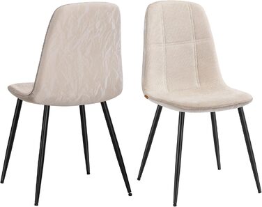 Стільці для їдальні VASAGLE (2 шт.) - м'які, з металевими ніжками, регульовані, кремово-білі
