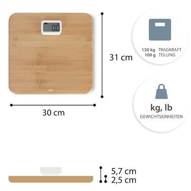 Цифрові ваги для ванної кімнати ADE без батарейок Екологічно чисті безбатарейні ваги з динамо-машиною Стійкі ваги тіла до 150кг Білий (бамбуковий)
