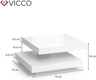Журнальний столик Vicco Elias, /Дуб Голдкрафт, 70 х 34 см (Білий)