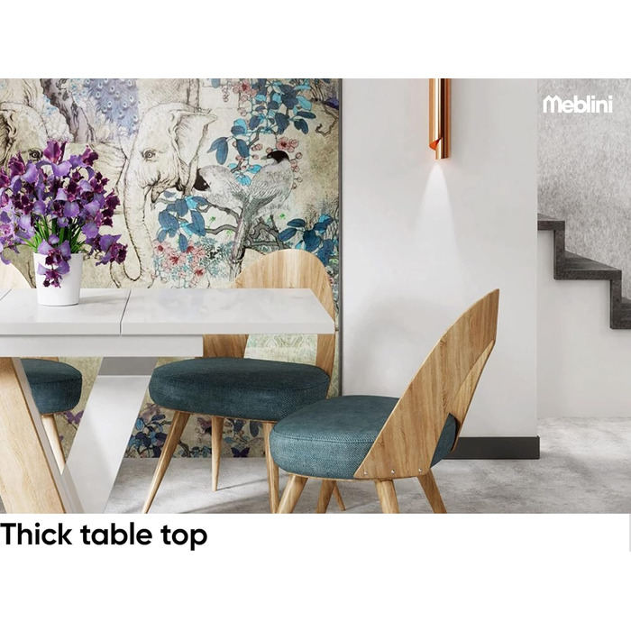 Обідній стіл Meble.In розсувний, сучасний, чорний/білий глянцевий, 120-160x80x75 см