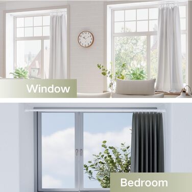 Телескопічний карниз для штор без свердління та гвинтів, розсувна штанга для ванної кімнати та гардероба, біла, 85-265 см (Ø 32 мм)