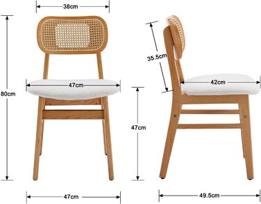 Набір крісел Wahson Rattan з 2 шт. , ретро крісла на дерев'яних ніжках, бежевий (2 шт. )