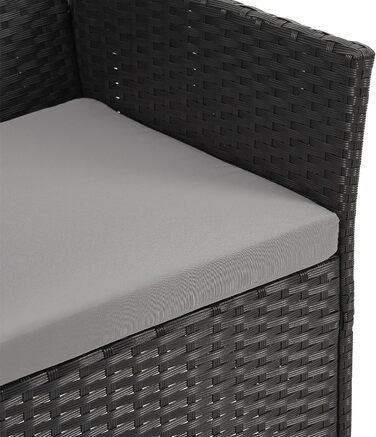 Садовий набір Gartensitzgruppe SVITA Dallas з поліротангу, 4 предмети: 2 крісла, диван на 2 місця, стіл, чорний. Комплект вуличних меблів зі сталевим каркасом та подушками