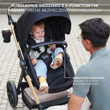 Дитяча коляска Kinderkraft MOOV2 4 в 1 з автокріслом I-SIZE, бежевий PRO, до 22 кг