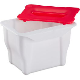 Кухонний контейнер для органічних відходів Relaxdays, 5 л, невеликий контейнер для сміття з кришкою, який можна повісити, пластиковий контейнер для органічних відходів, білий / червоний