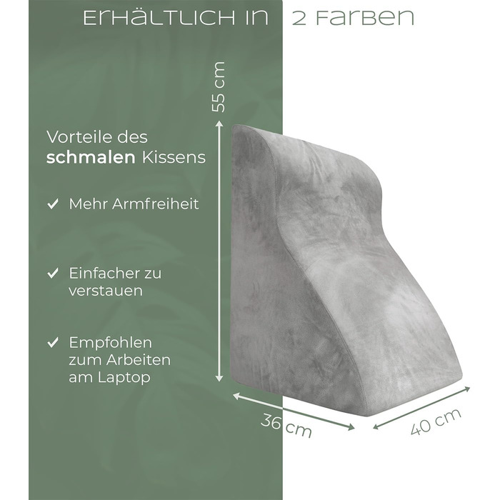 Ергономічна подушка для читання в ліжко та диван – зручна подушка для спини з Memory Foam – підходить як подушка при рефлюксі, клиновидна подушка для ліжка, подушка для спини в ліжку та сидячи, подушка для дивана, кістка для читання ВІДМІННО БІЛА