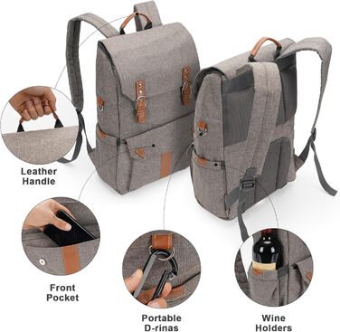 Рюкзак для пікніка HappyPicnic з ізольованим відділенням, тримачами для пляшок та великим водовідштовхувальним килимком (M без посуду)