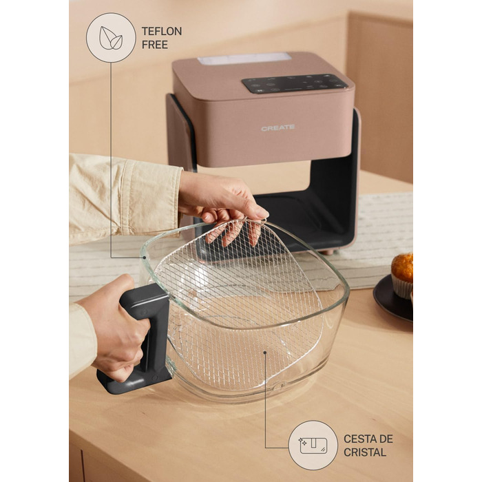Фритюрниця готувальна повітряна 4.2 л з парогенератором, 6 програм, скляна корзина, таймер, регулювання температури, 1300W (Mokka)