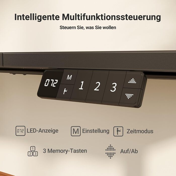 Регульований стіл Claiks 120x60 см, електричний, з пам'яттю, з гачками | Стіл для стоячи та сидячи