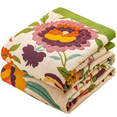 Плед Boho з 100% бавовни, стиль кантрі, 150x200 см, гранатовий колір. Плед на диван та ліжко з квітковим візерунком (квіти, птахи)