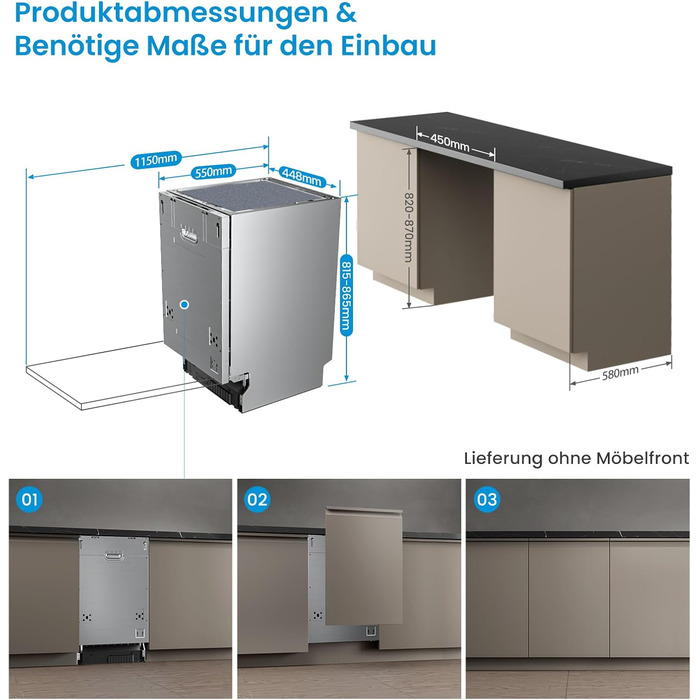 Посудомийна машина Midea SF 3.45N PRO: 9 комплектів, Inox, Wi-Fi, 5 програм, 47 dB