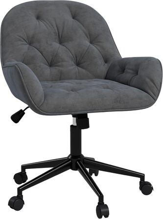 Крісло Vinsetto для офісу та дому: регульоване, поворотне, з оксамитовою оббивкою, до 120 кг, сірий колір