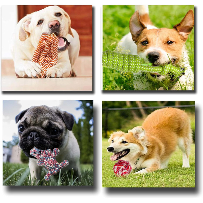 Іграшка для собак 10 шт. мотузка, жувальна іграшка для цуценят, інтерактивна іграшка для собак, бавовняна мотузка, для малих та великих собак (макс. 50 символів)
