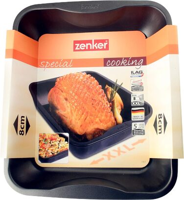 Форма для запікання і зливу Zenker XXL (40x8x34 см), Special Cooking, прямокутна форма для духовки, антипригарне покриття, деко для запікання та запіканок (чорне)