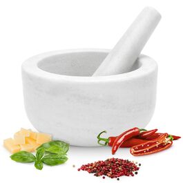 Набір ступка та товкачок Gourmeo з граніту, 16x16x8 см, 400 мл - для спецій, сальси, песто, чорний