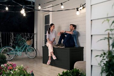 Ящик для зберігання садовий Koll Living Gartenbox 623л, чорний - міцний, з газовими амортизаторами, витримує до 272 кг